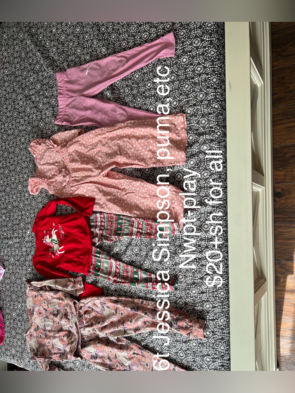 Jessica Simpson puma ect Red & Pink Girls Holiday Pajama Set